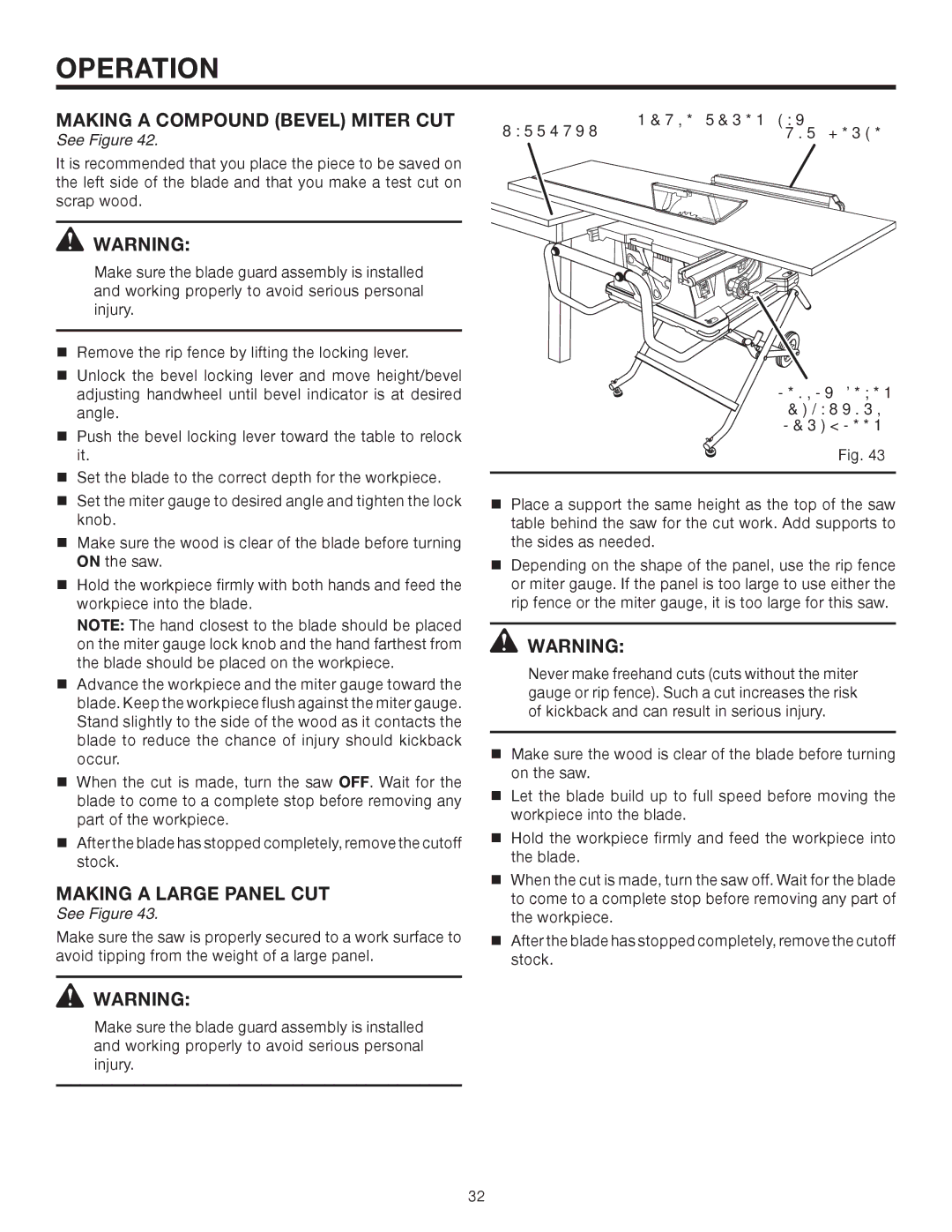 RIDGID TS2410LS manual Making a Compound Bevel Miter CUT, Making a Large Panel CUT, Supports Large Panel CUT 