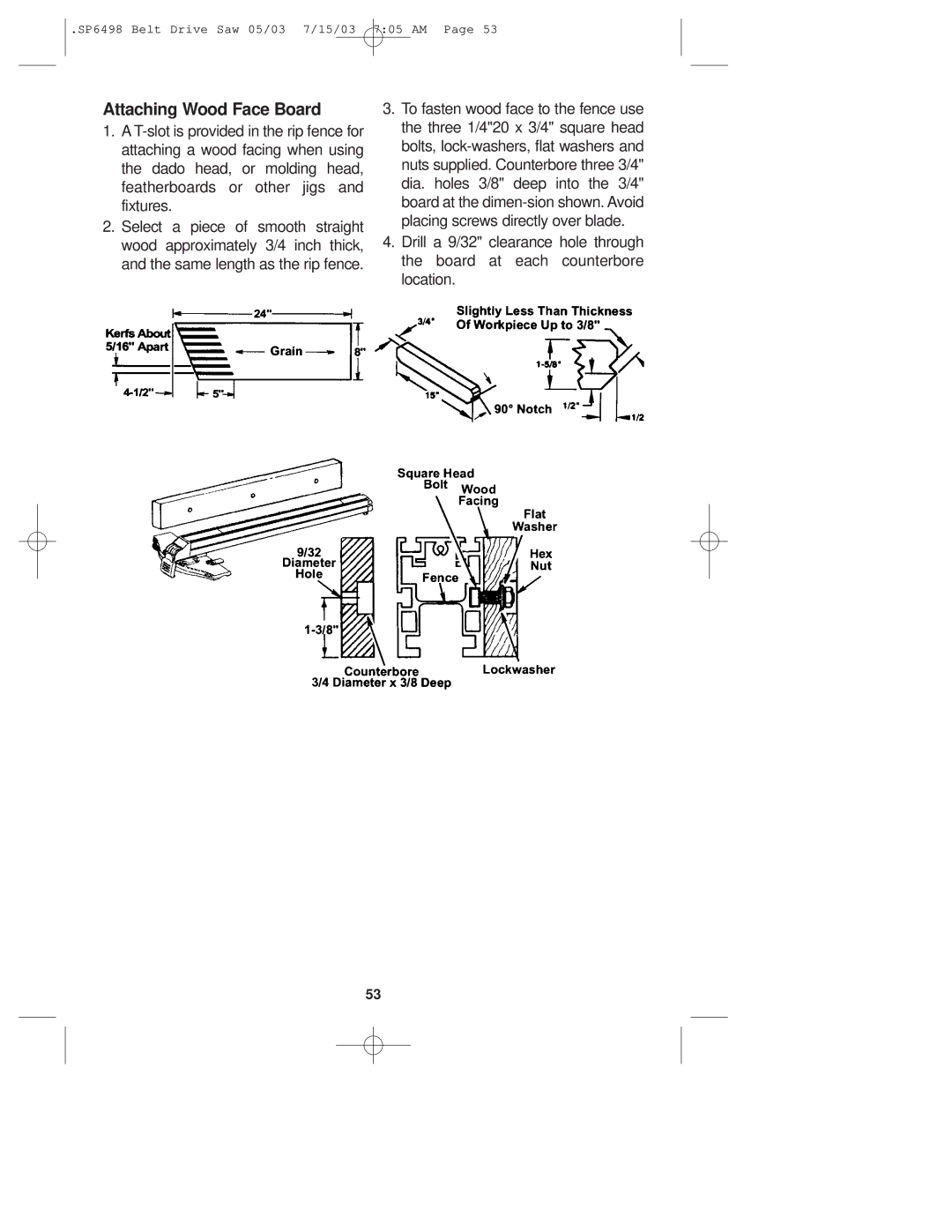 RIDGID TS3650 manual Attaching Wood Face Board 