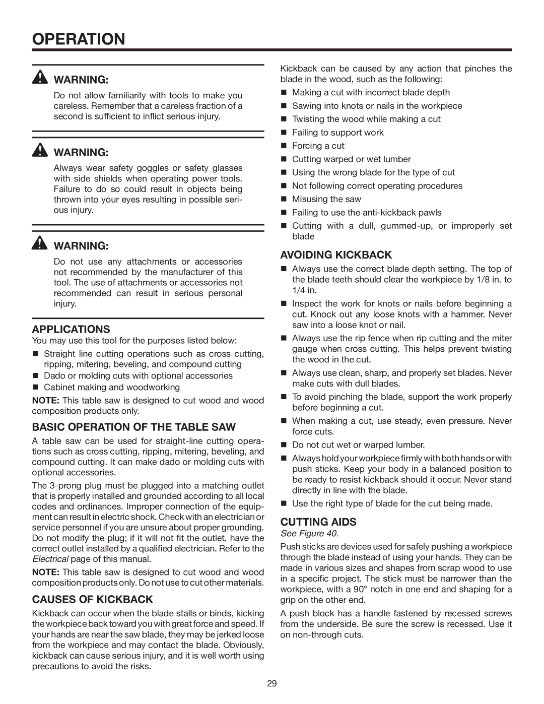 RIDGID TS3660 manual Operation 