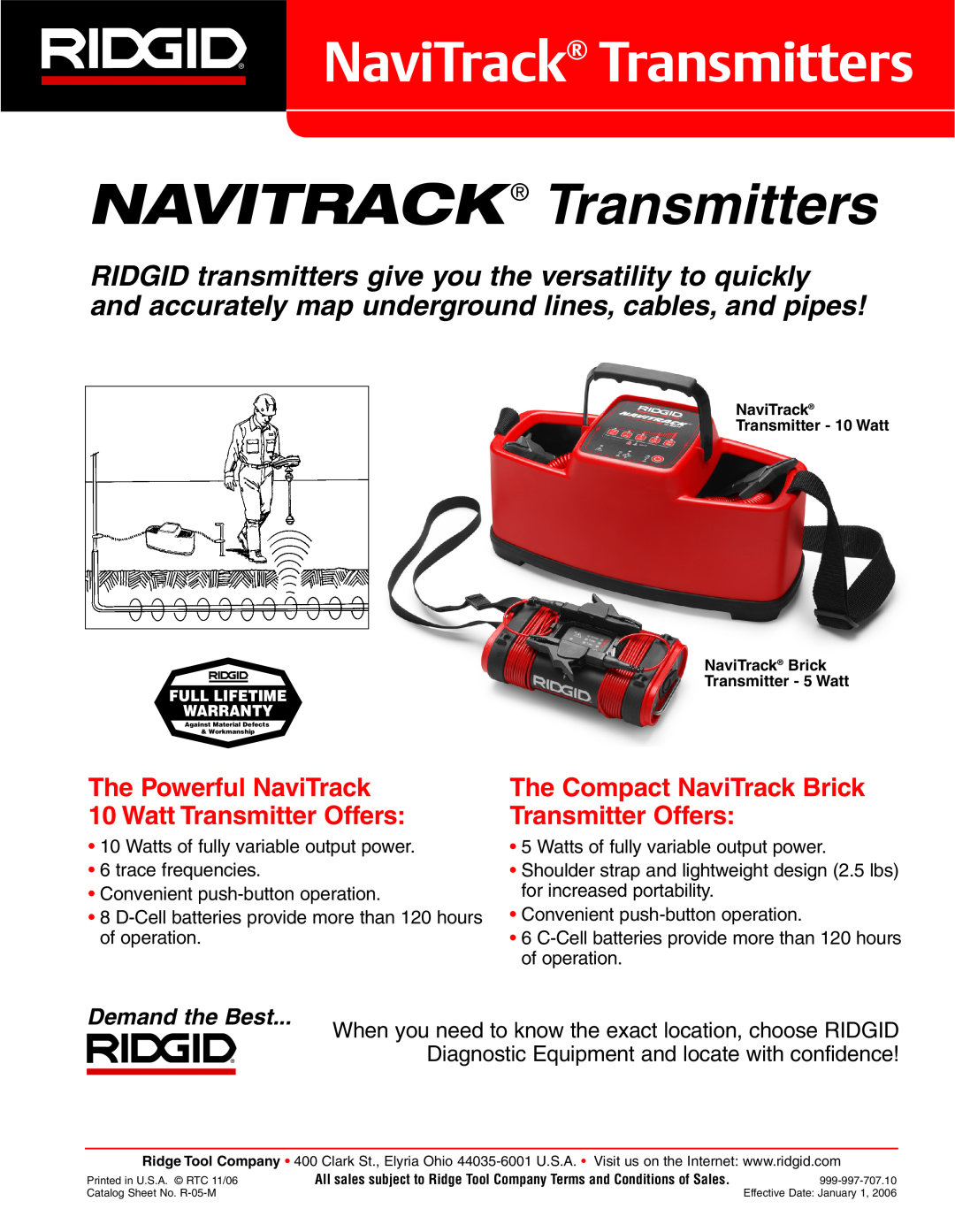 RIDGID WAP-7000 warranty NaviTrack Transmitters, NAVITRACK Transmitters, The Powerful NaviTrack 10 Watt Transmitter Offers 