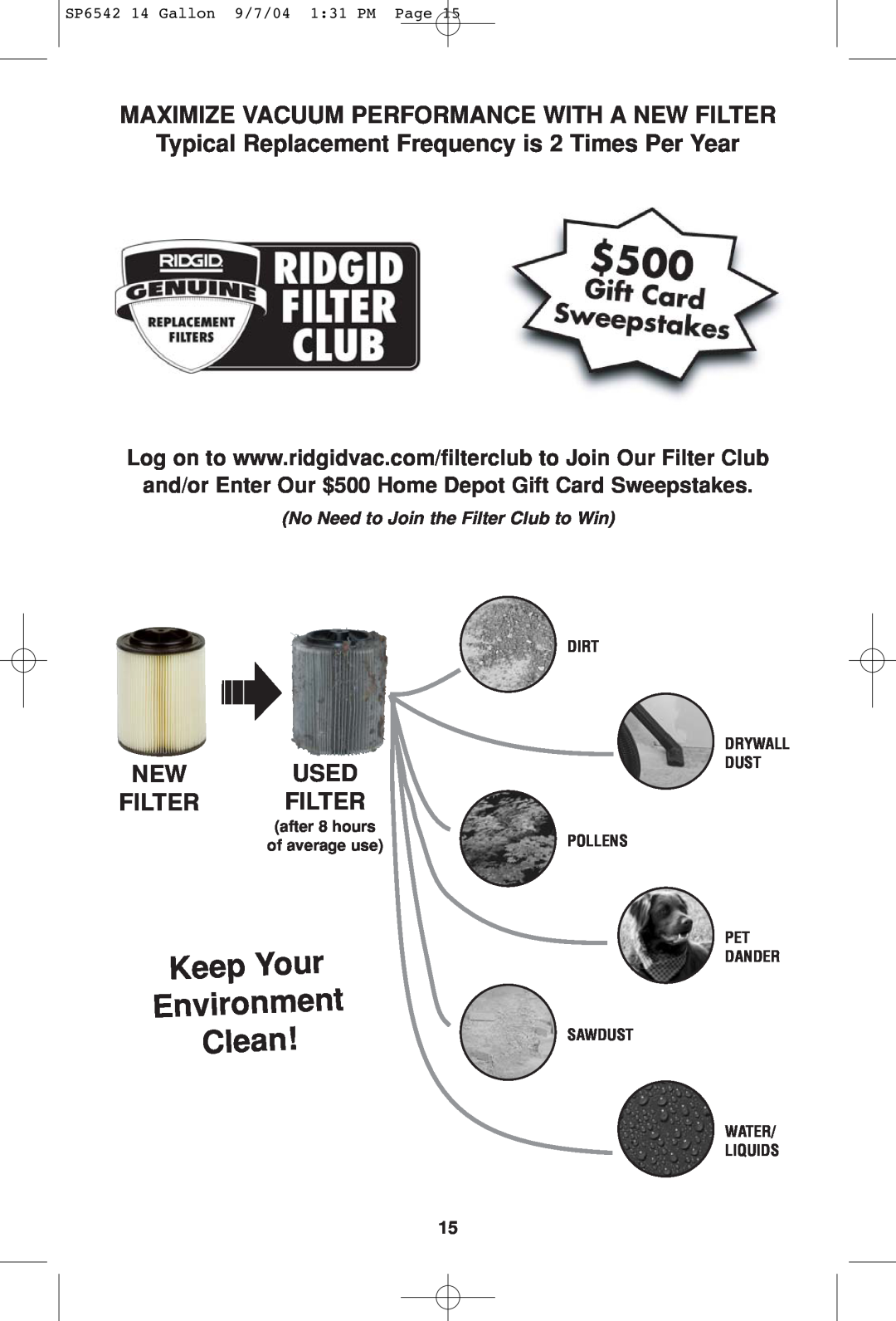 RIDGID WD1450 Keep Your Environment Clean, New Used Filter Filter, No Need to Join the Filter Club to Win, Water/ Liquids 
