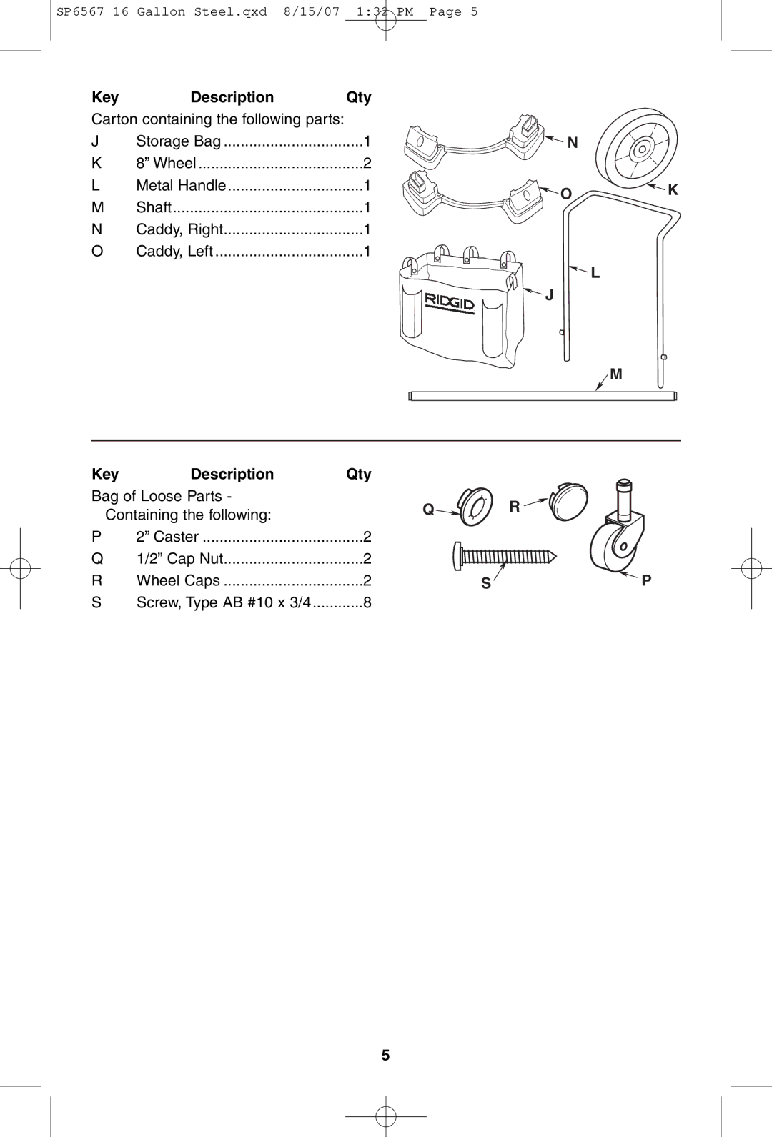 RIDGID WD1950 manual Shaft 