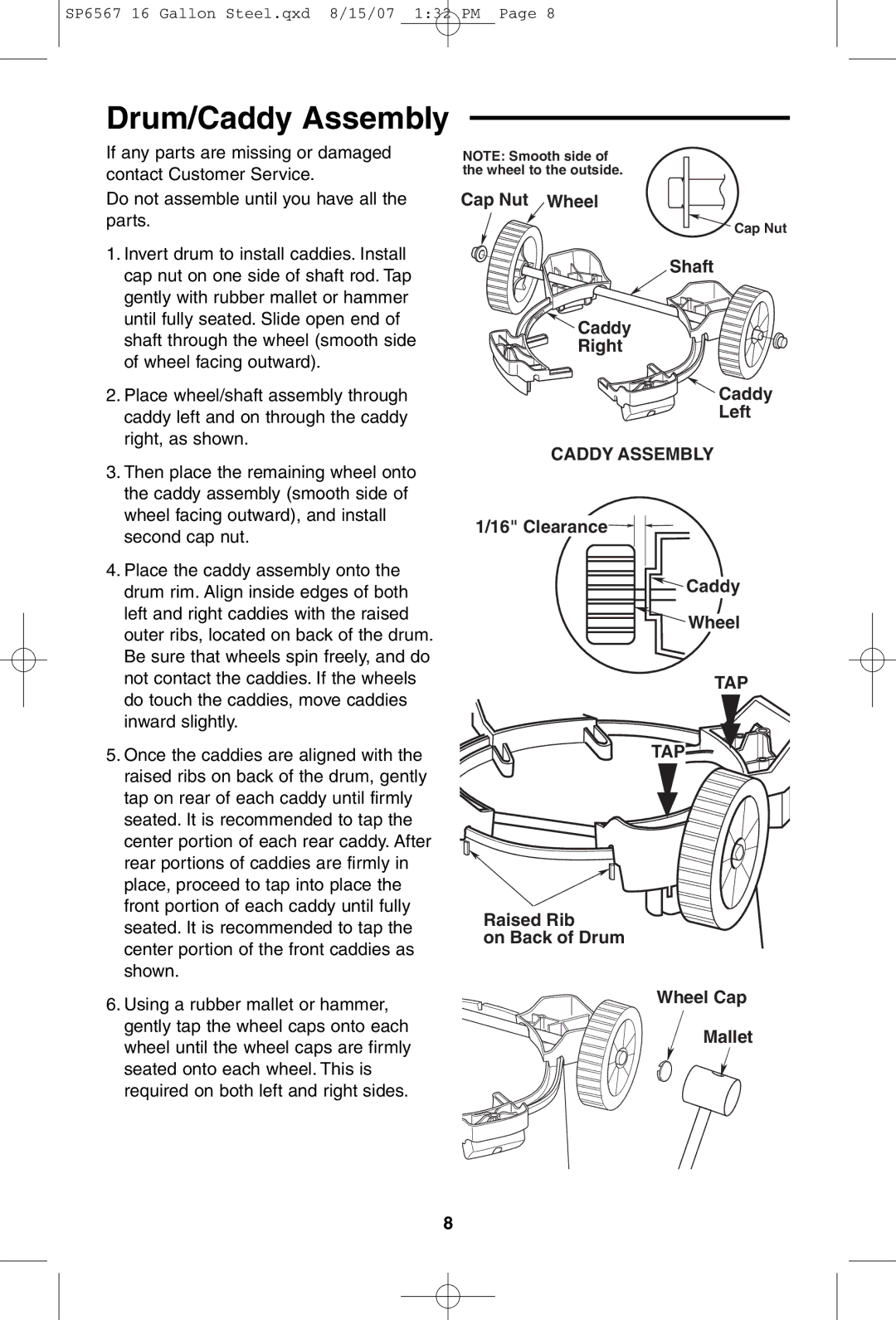 RIDGID WD1950 manual Drum/Caddy Assembly 