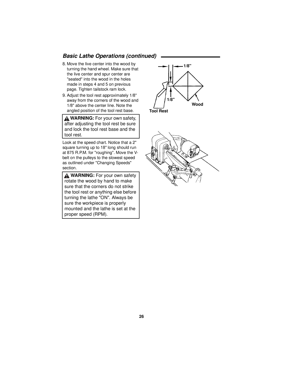 RIDGID WL1200LS1 manual Wood Tool Rest 