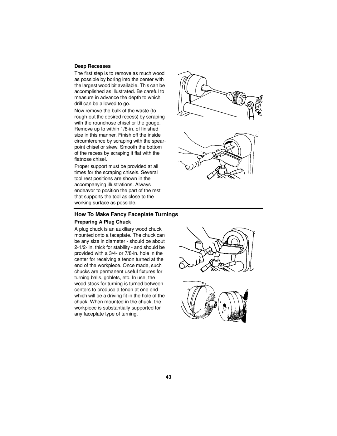 RIDGID WL1200LS1 manual How To Make Fancy Faceplate Turnings, Deep Recesses, Preparing a Plug Chuck 