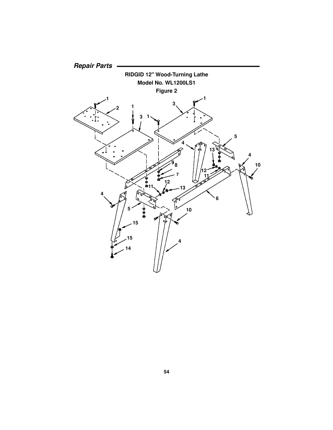 RIDGID WL1200LS1 manual Repair Parts 