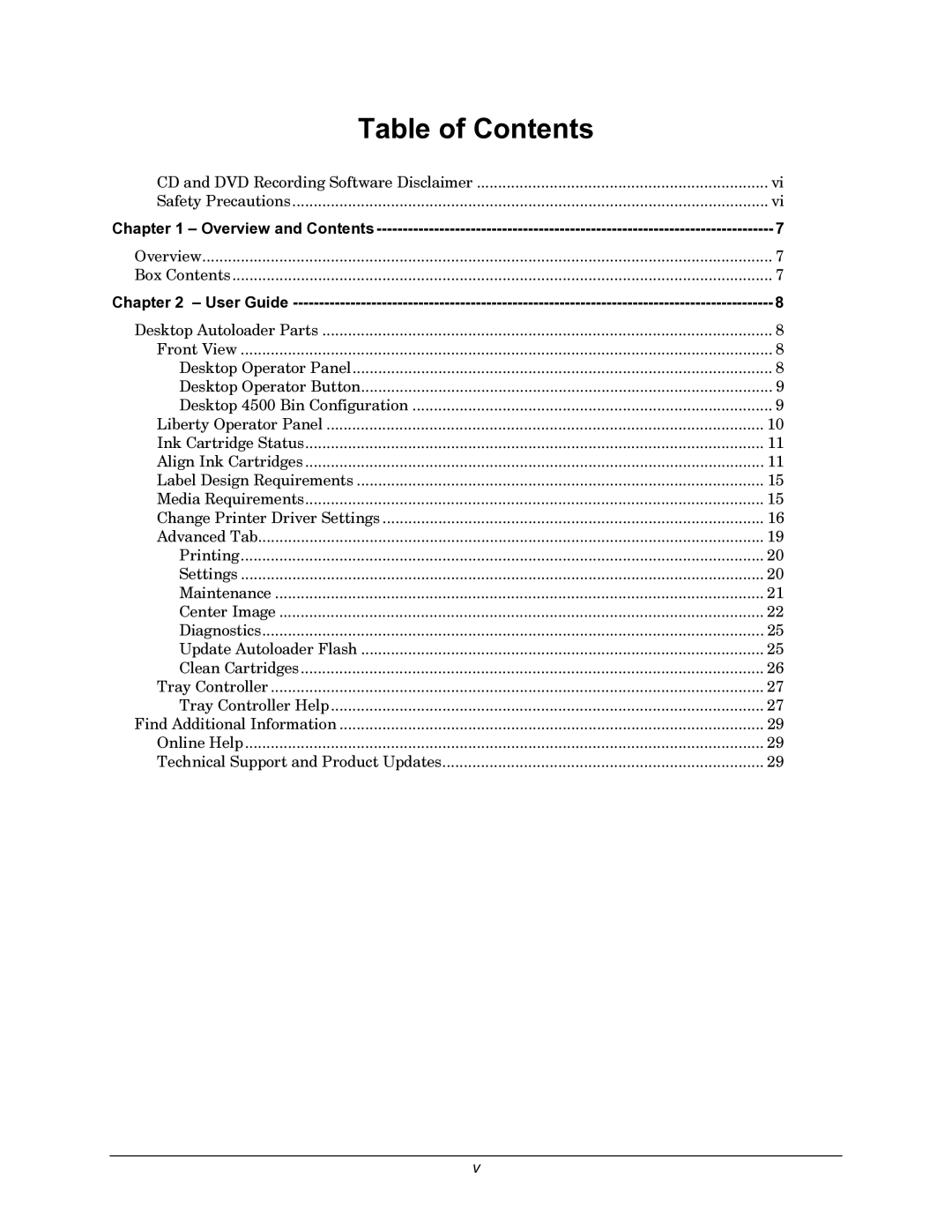 Rimage 110716-000 manual Table of Contents 