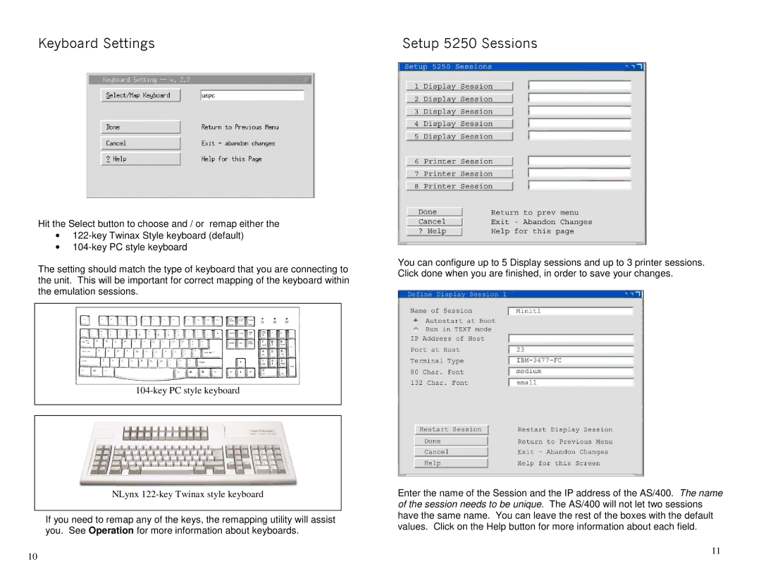 Ringdale 5250E manual Keyboard Settings Setup 5250 Sessions 