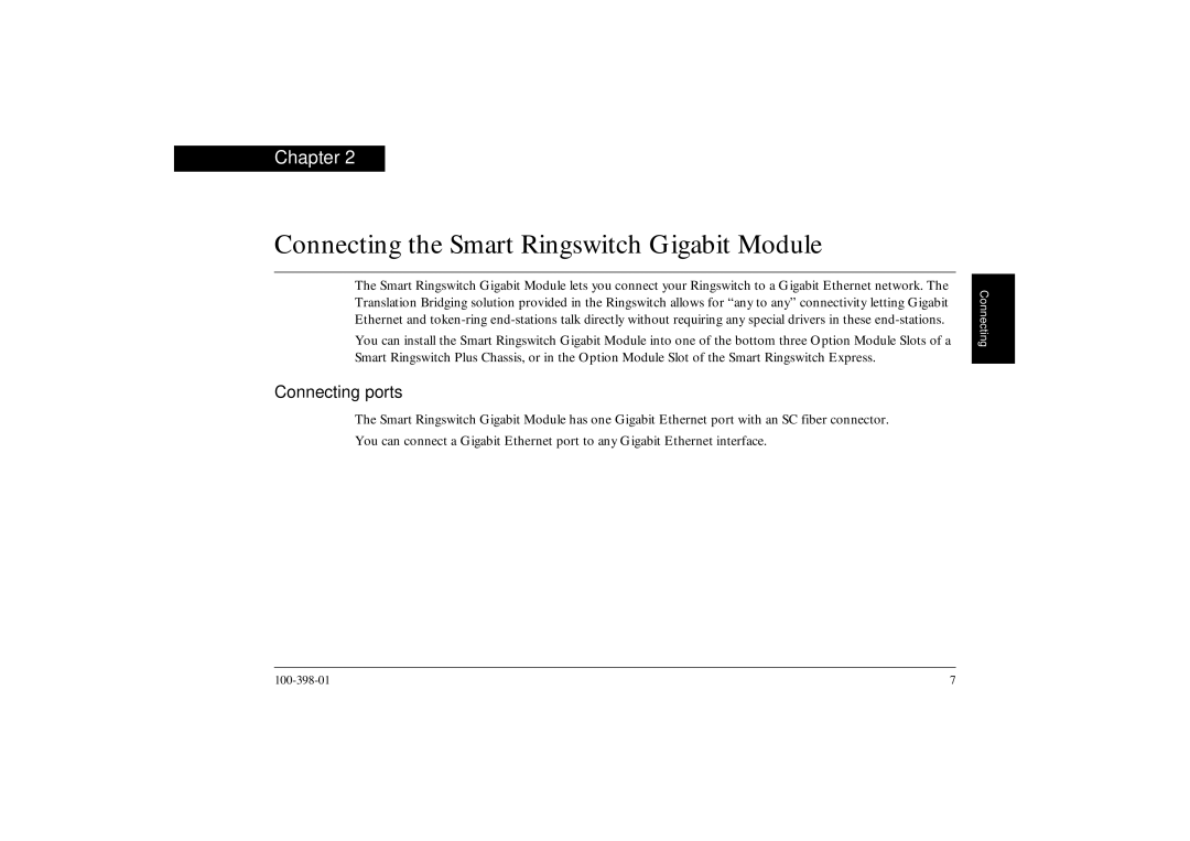 Ringdale manual Connecting the Smart Ringswitch Gigabit Module, Connecting ports 