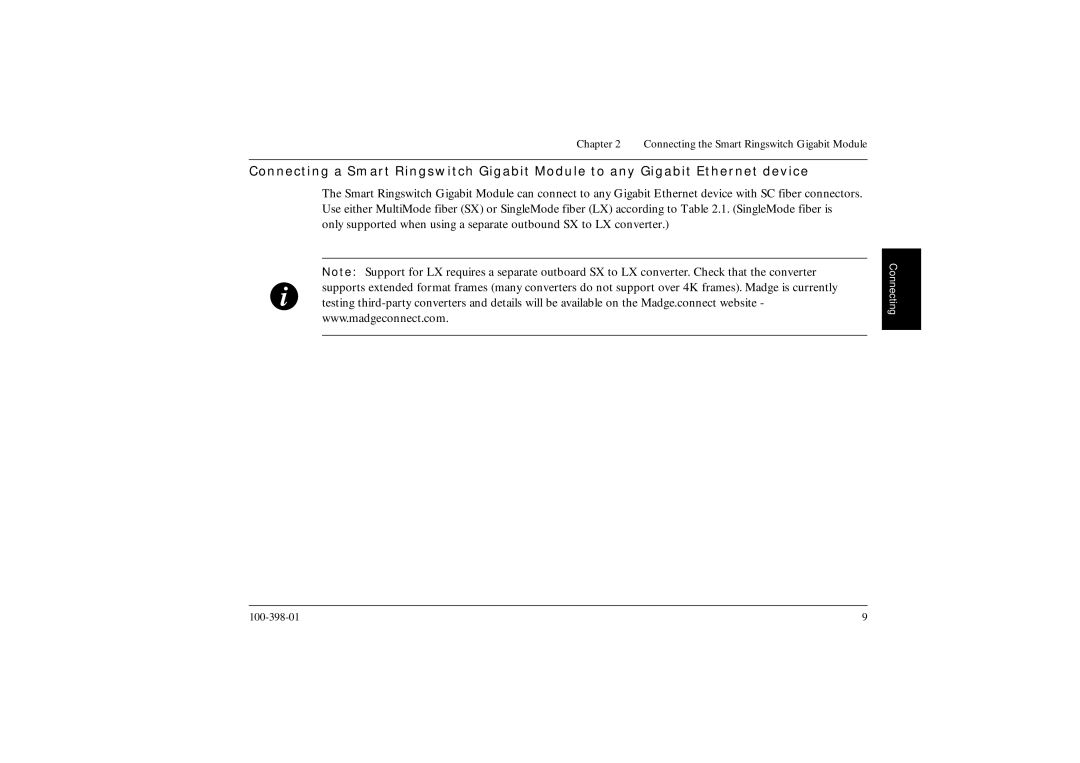 Ringdale manual Connecting the Smart Ringswitch Gigabit Module 