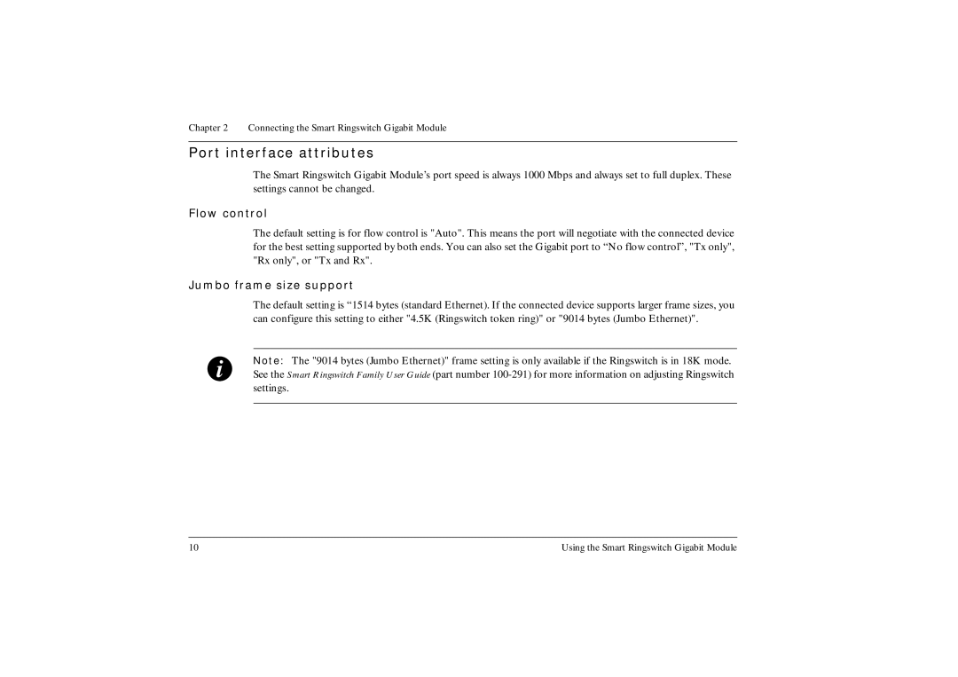 Ringdale Gigabit manual Port interface attributes, Flow control 