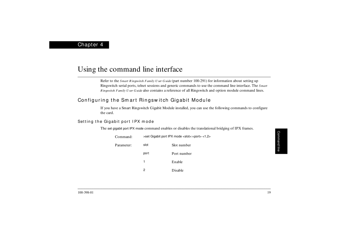 Ringdale manual Using the command line interface, Configuring the Smart Ringswitch Gigabit Module 