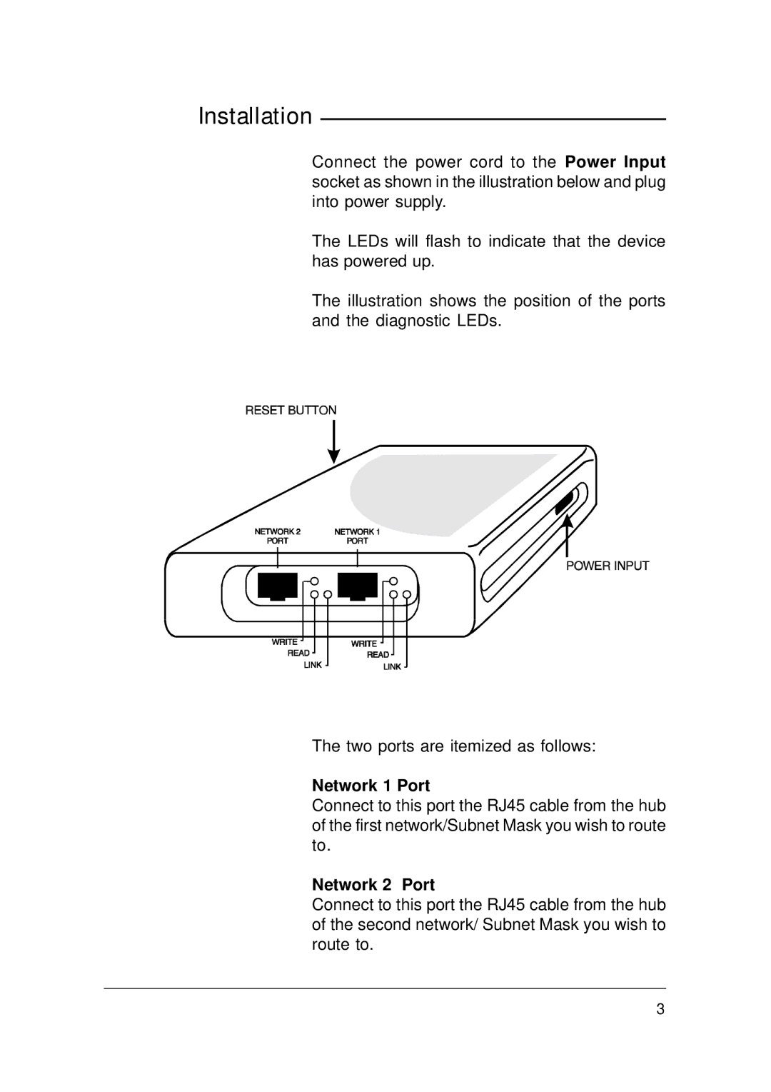 Ringdale IP Router manual Network 1 Port, Network 2 Port 