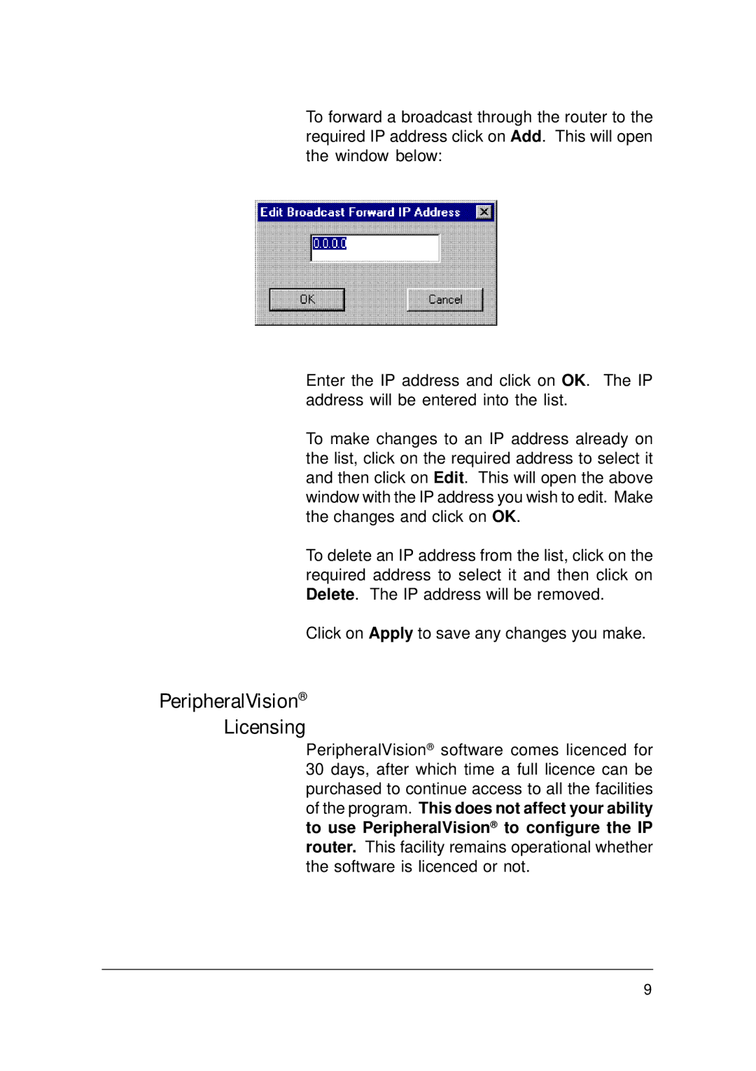 Ringdale IP Router manual PeripheralVision Licensing 