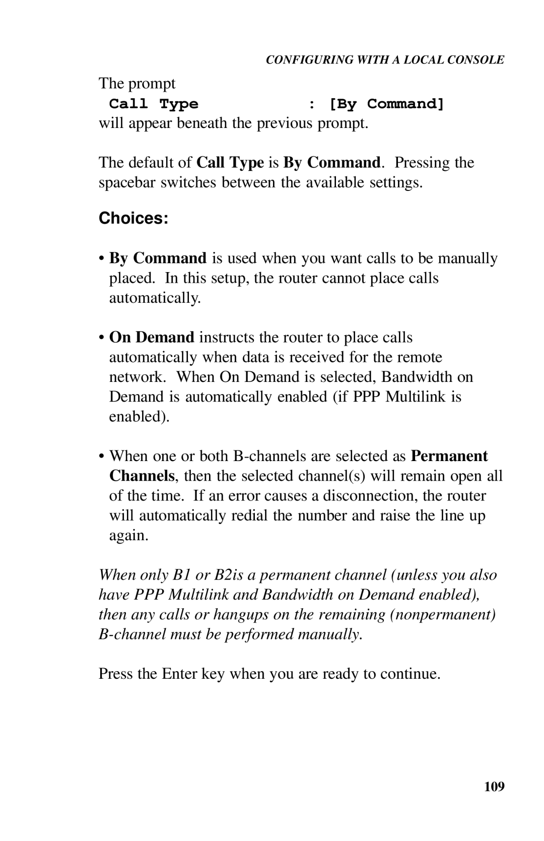 Ringdale ISDN user manual Prompt, Call Type By Command 