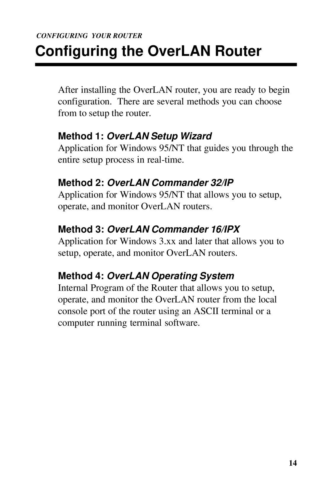 Ringdale ISDN user manual Configuring the OverLAN Router 