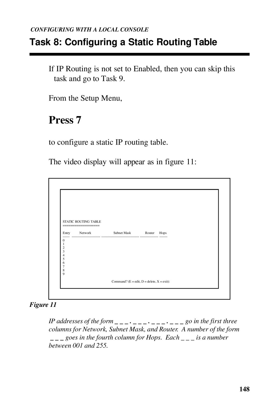 Ringdale ISDN user manual Task 8 Configuring a Static Routing Table 