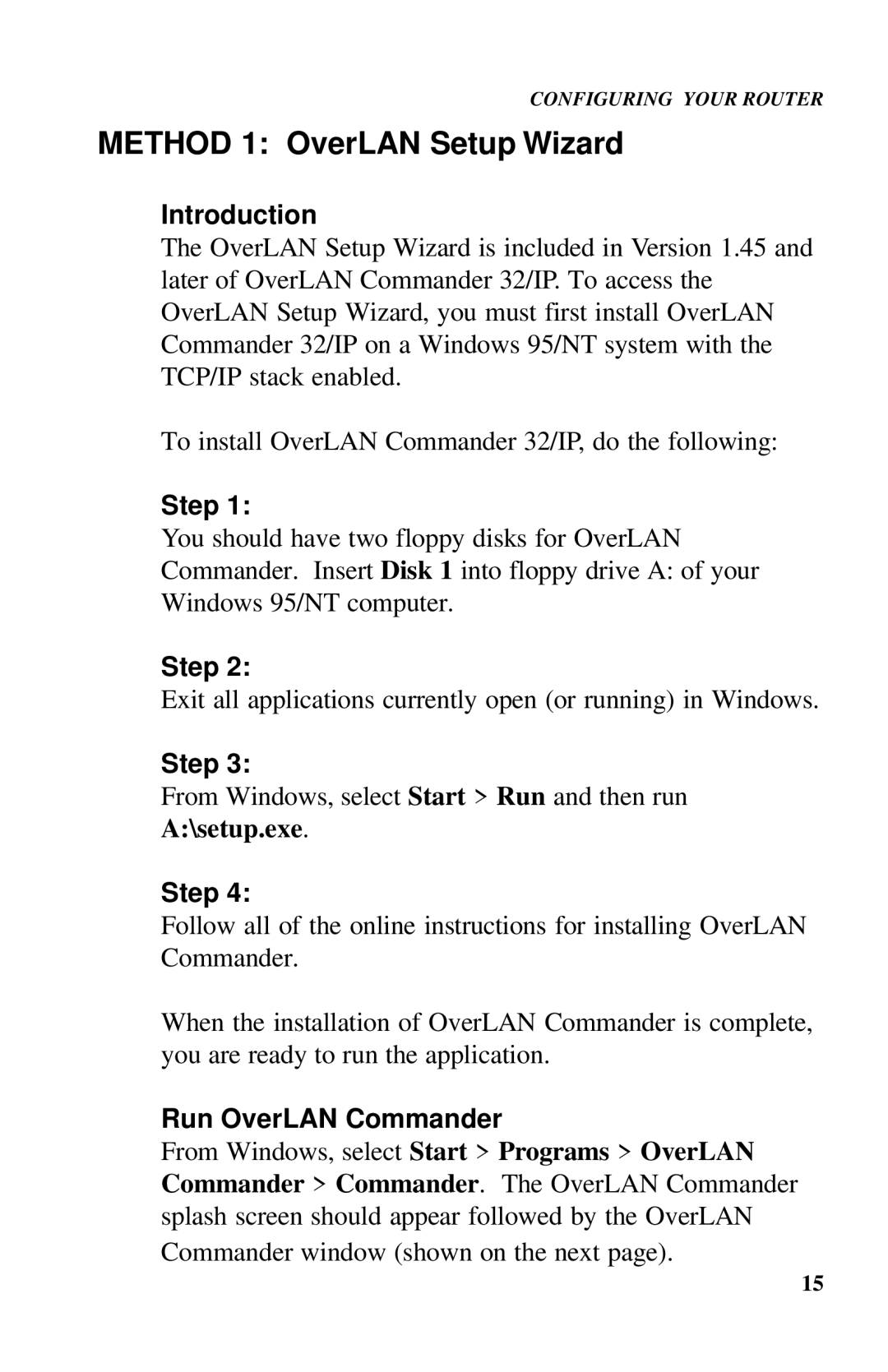 Ringdale ISDN user manual Method 1 OverLAN Setup Wizard, Introduction, Run OverLAN Commander 