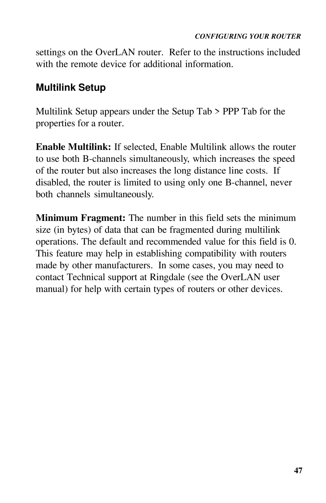 Ringdale ISDN user manual Multilink Setup 