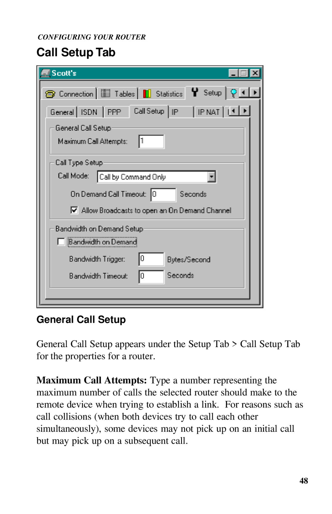 Ringdale ISDN user manual Call Setup Tab, General Call Setup 