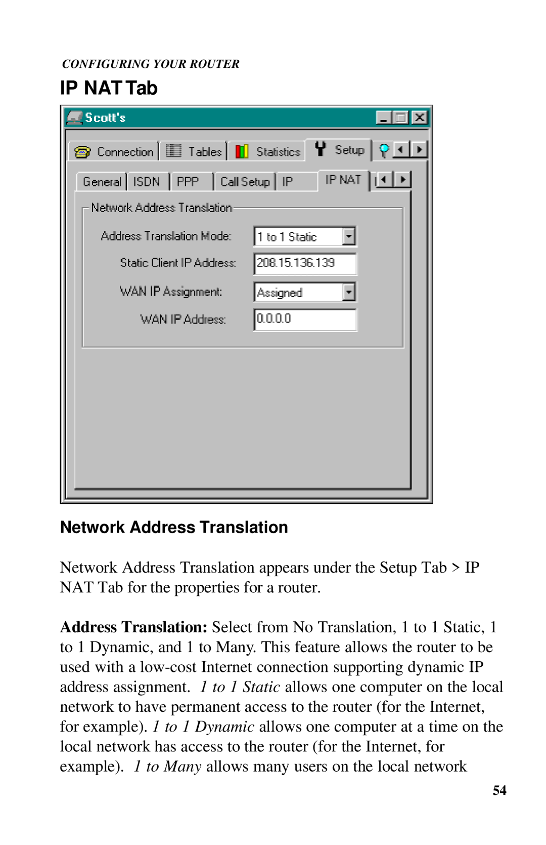 Ringdale ISDN user manual IP NAT Tab, Network Address Translation 