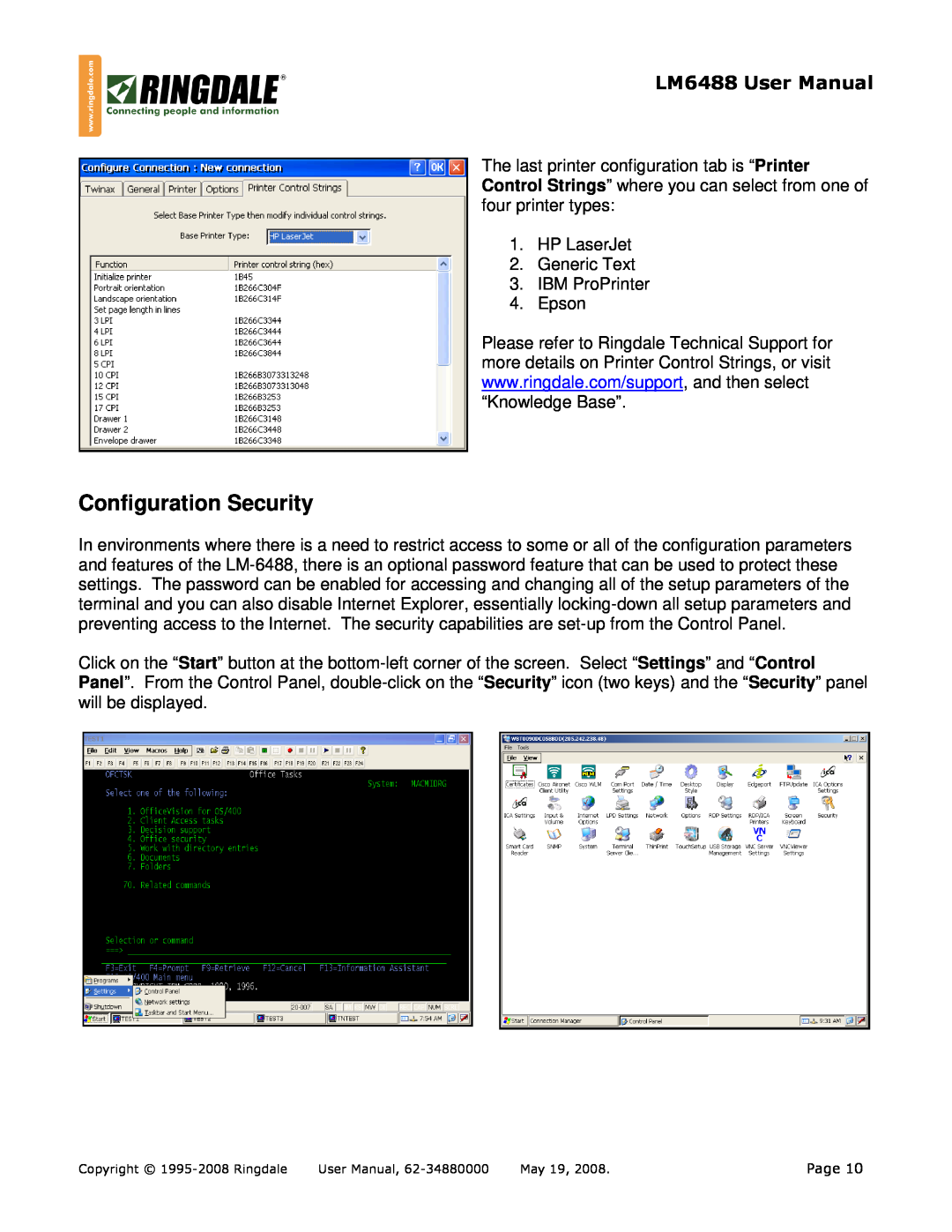 Ringdale LM-6488 user manual Configuration Security 