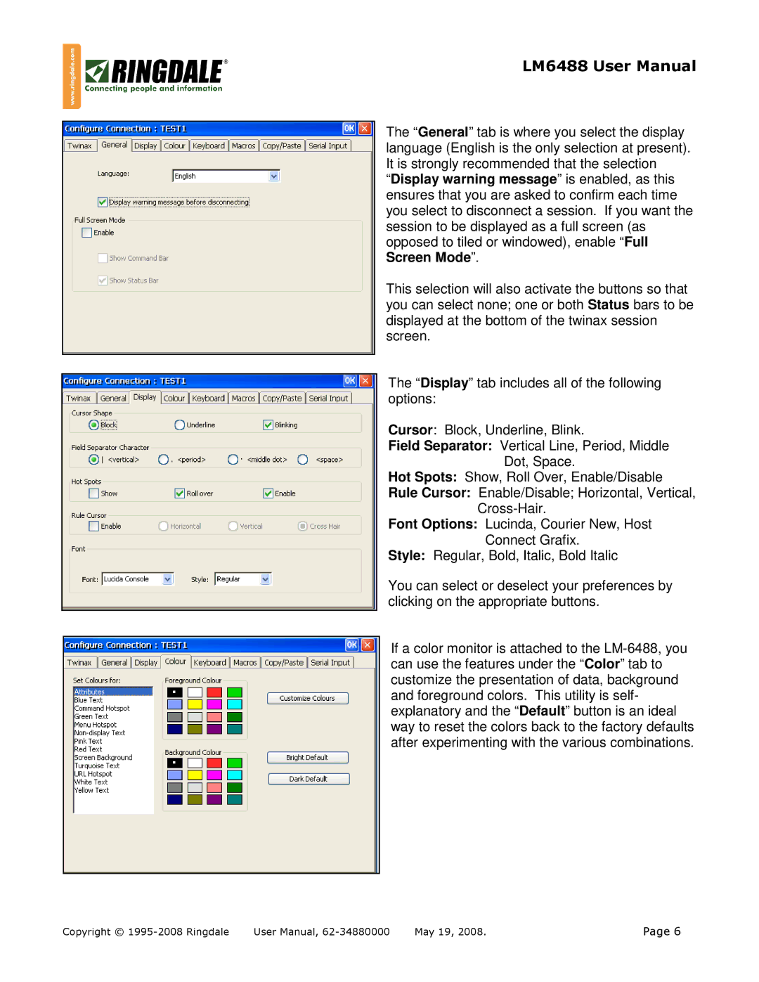 Ringdale LM-6488 user manual Copyright 1995-2008 Ringdale May 19 