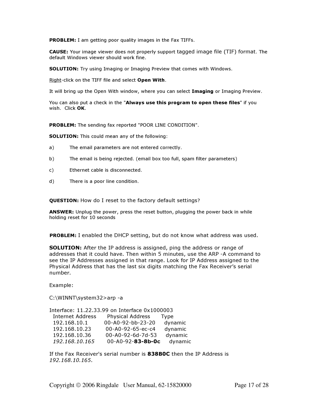 Ringdale MFR-200 user manual Question How do I reset to the factory default settings? 