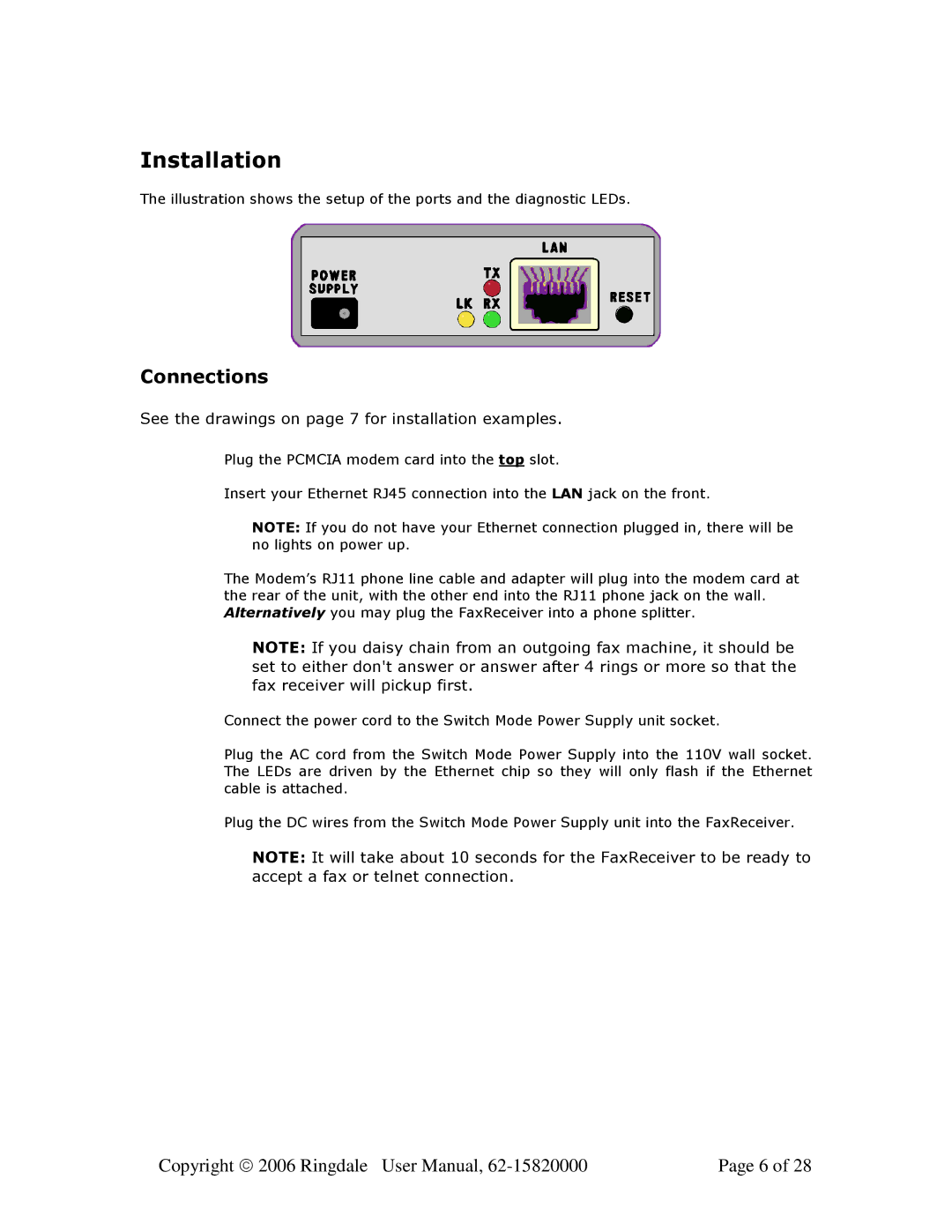 Ringdale MFR-200 user manual Installation, See the drawings on page 7 for installation examples 