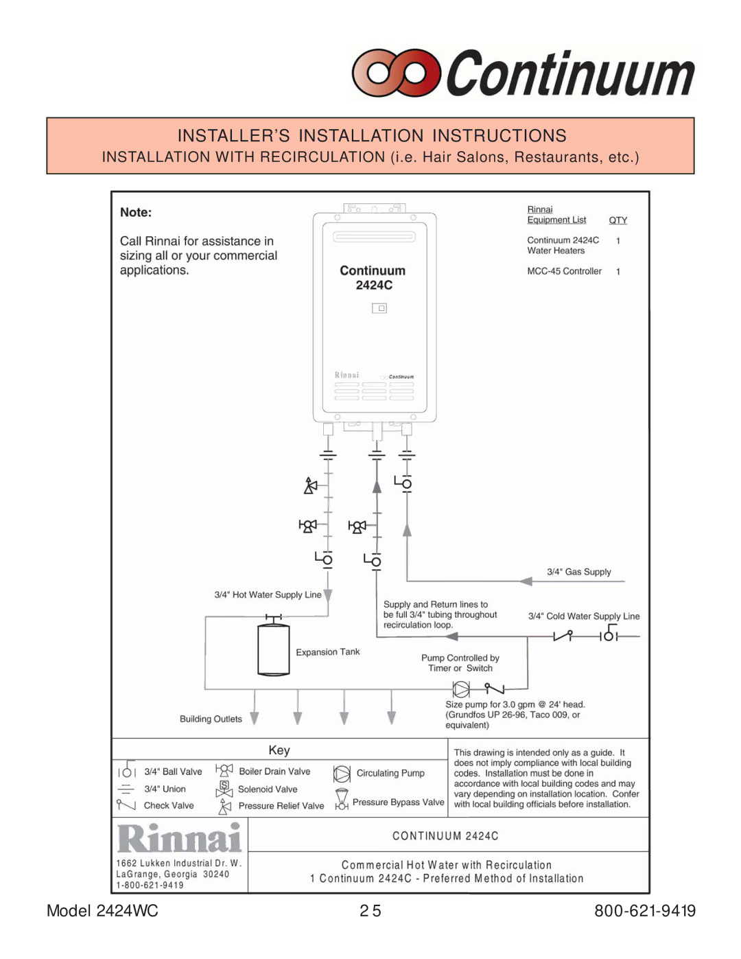 Rinnai manual Model 2424WC 