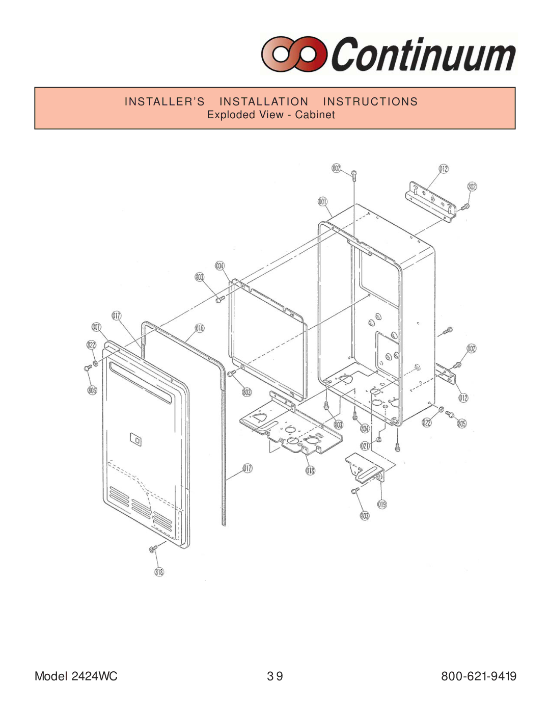 Rinnai 2424WC manual Exploded View Cabinet 