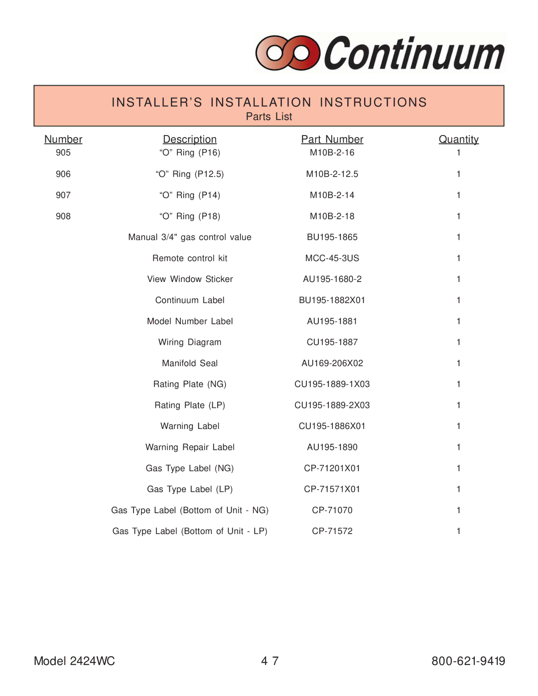 Rinnai manual Model 2424WC 