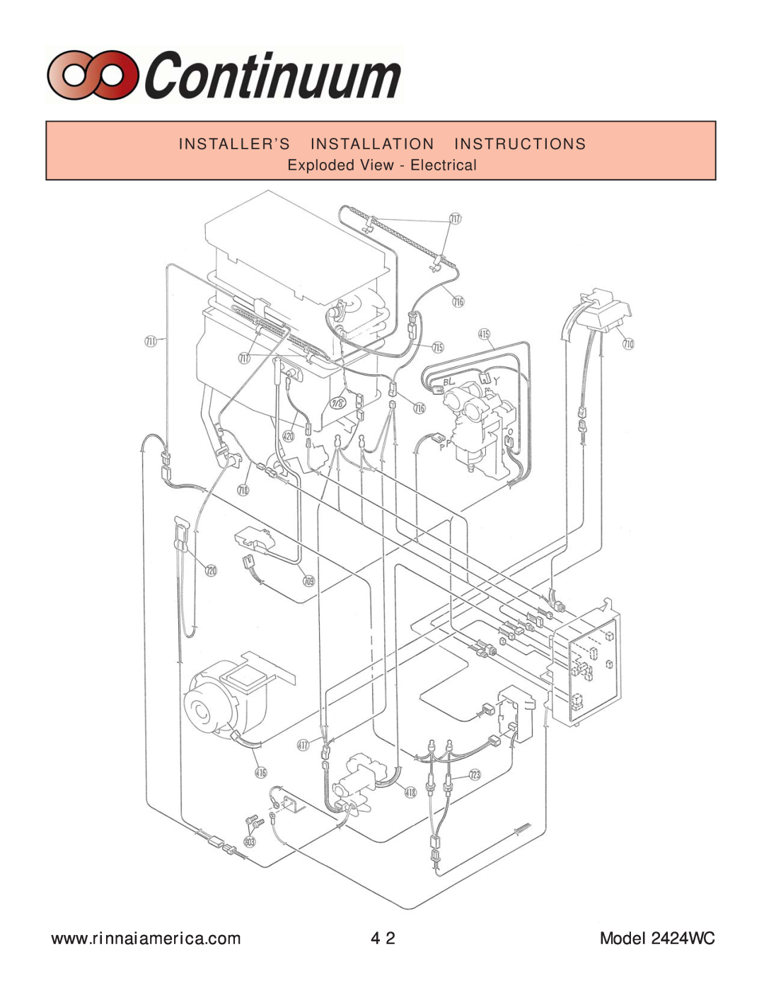 Rinnai manual Model 2424WC, Installer’S Installation Instructions, Exploded View - Electrical 