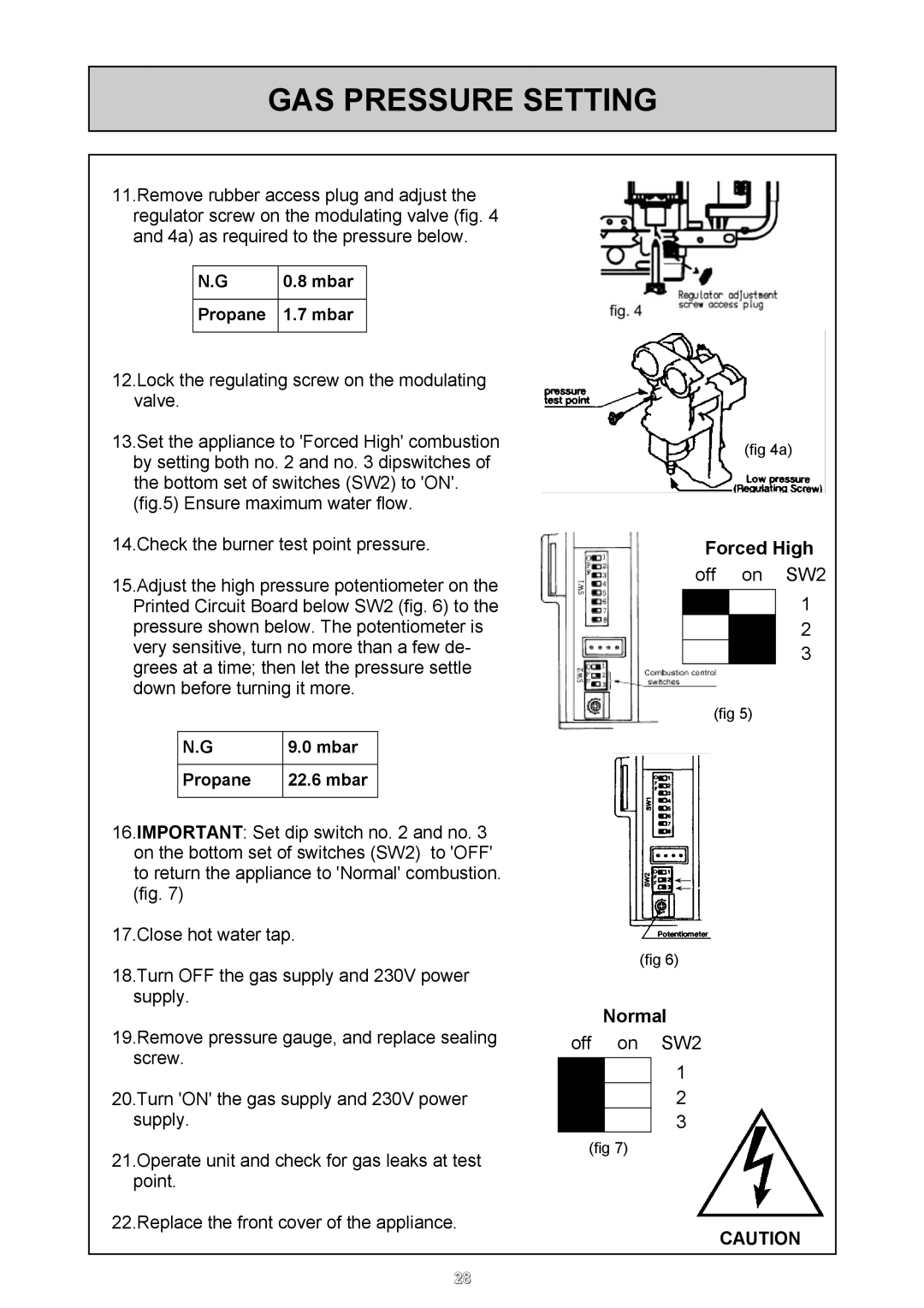 Rinnai 24e user manual Propane 1.7 mbar, Propane Mbar 