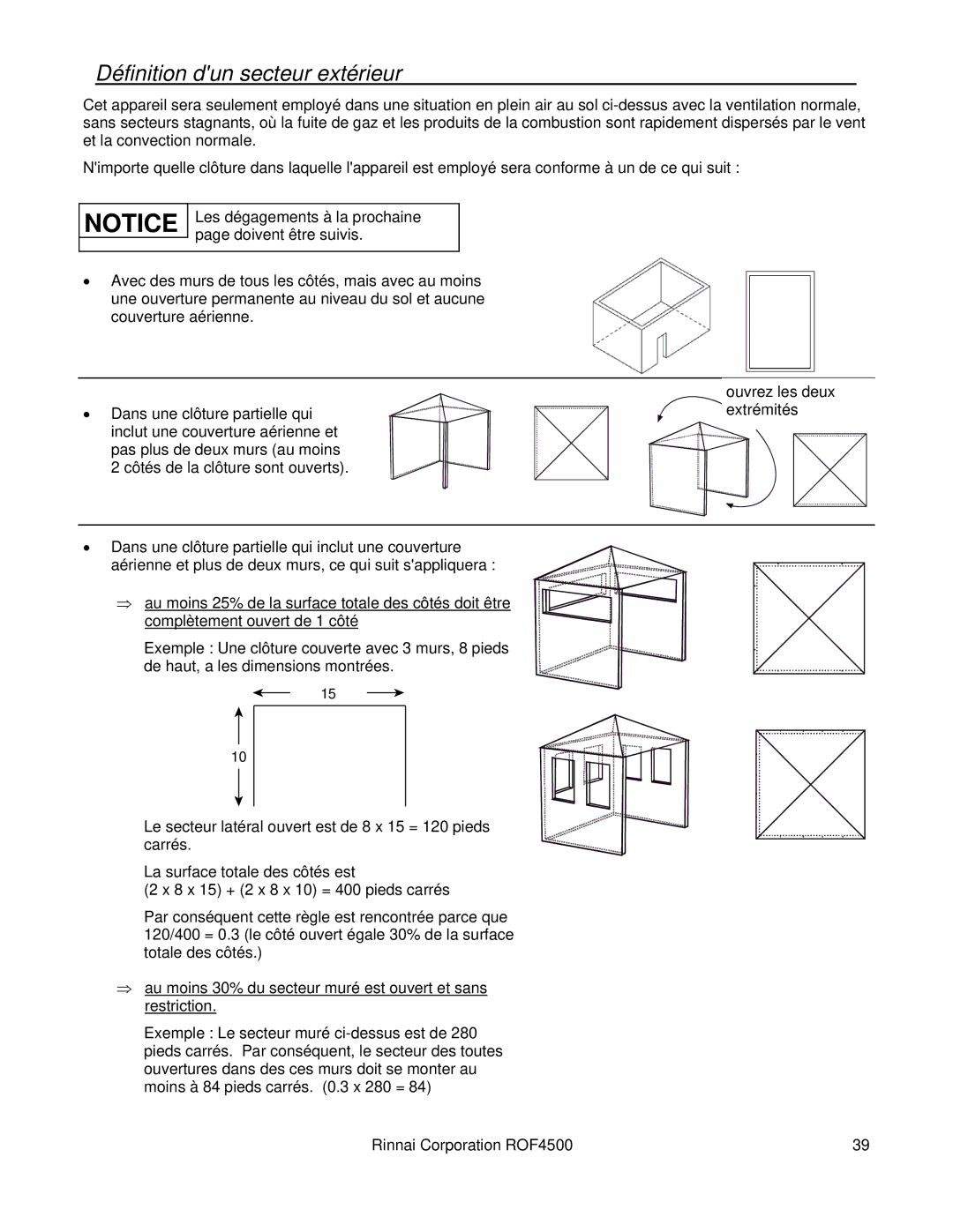 Rinnai 4500 installation manual Définition dun secteur extérieur 