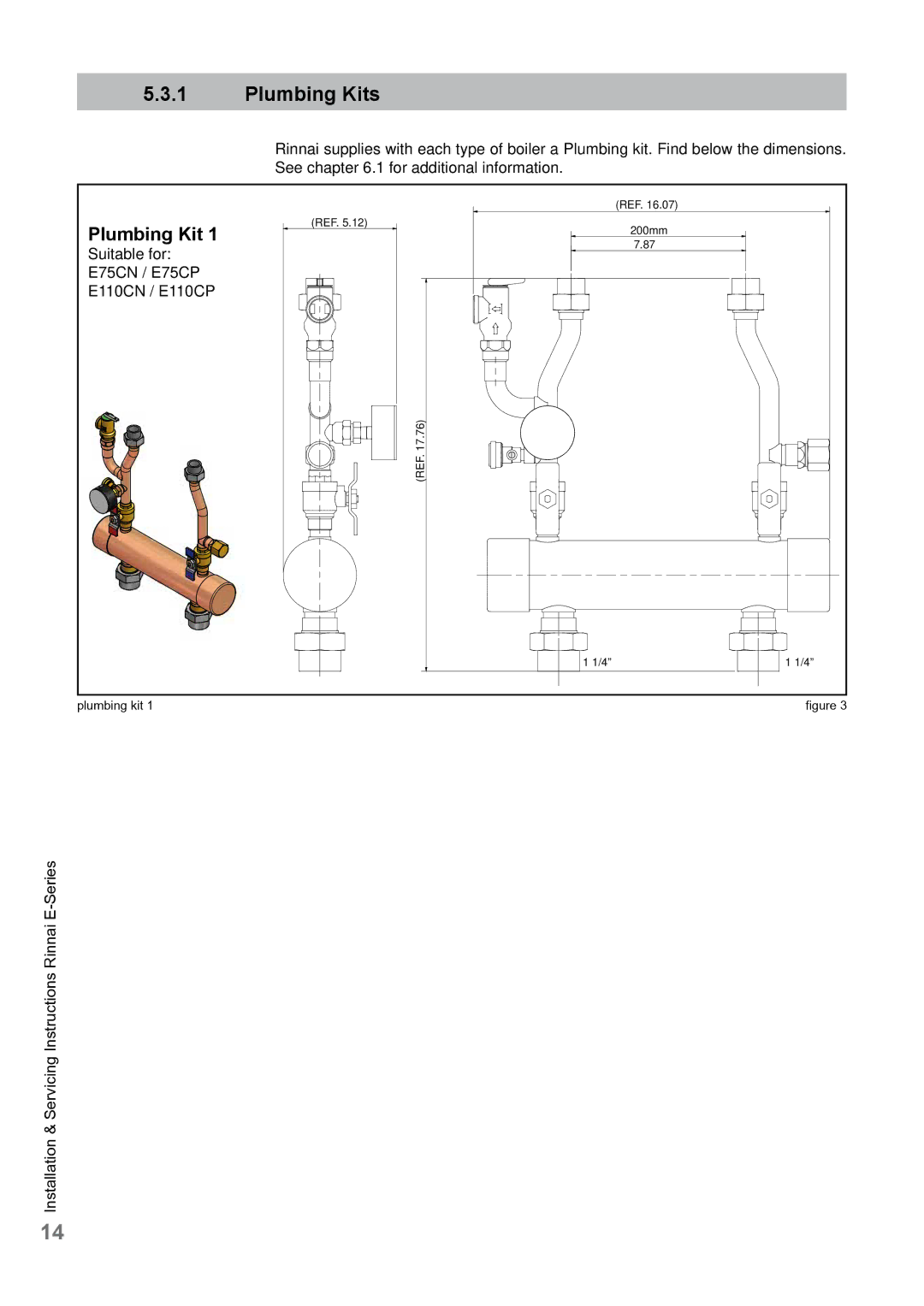 Rinnai E110CN, E110CP, E75CN, E75CP user manual Plumbing Kits 