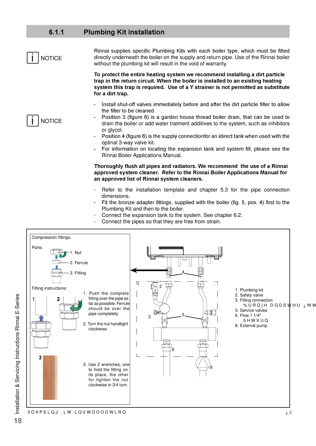 Rinnai E110CN, E110CP, E75CN, E75CP user manual Plumbing Kit installation, Compression fittings 