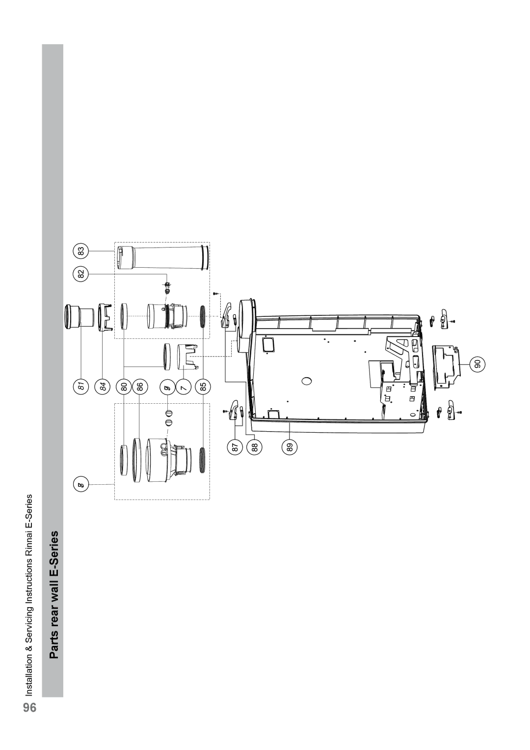 Rinnai E110CP, E75CN, E110CN, E75CP user manual Parts rear wall E-Series 