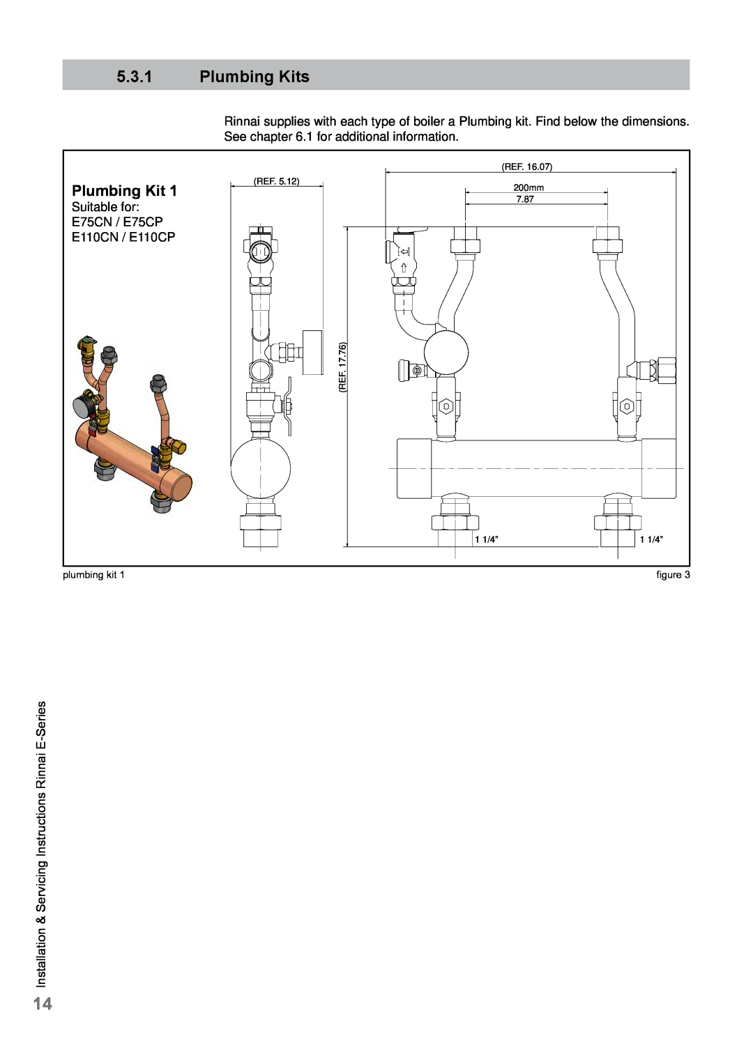 Rinnai E110CN, E110CP, E75CN, E75CP user manual 5.3.1Plumbing Kits 