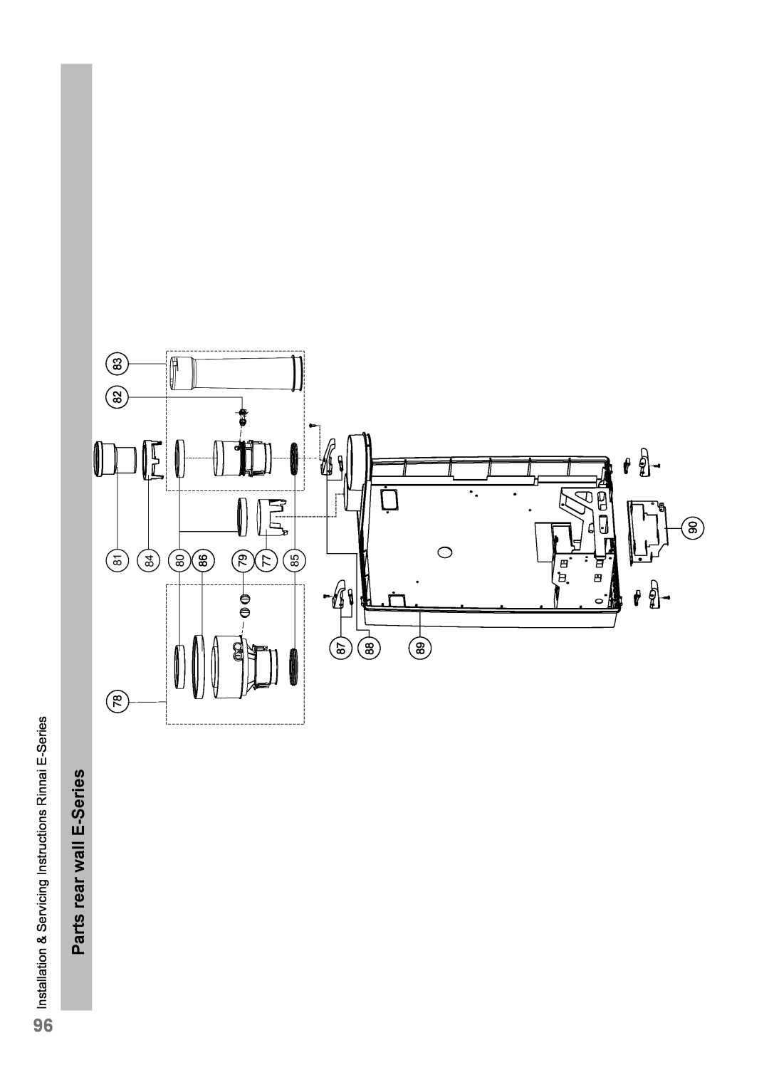 Rinnai E110CP, E75CN, E110CN, E75CP user manual Parts rear wall E-Series 