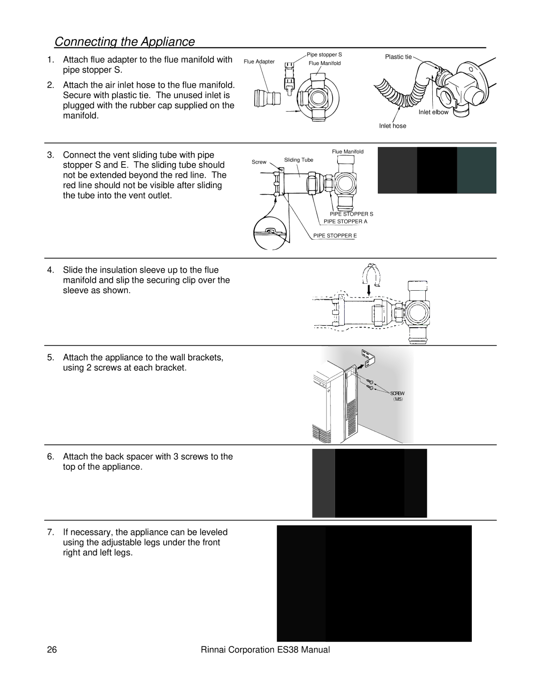 Rinnai ES38 installation manual Connecting the Appliance 