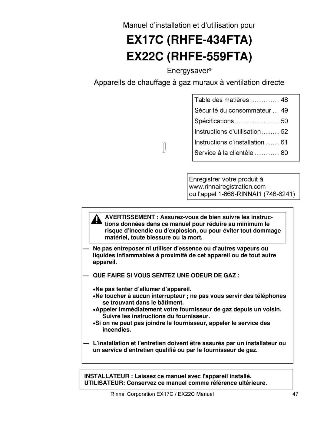 Rinnai EX17C (RHFE-434FTA), EX22C (RHFE-559FTA) installation manual EX17C RHFE-434FTA EX22C RHFE-559FTA 