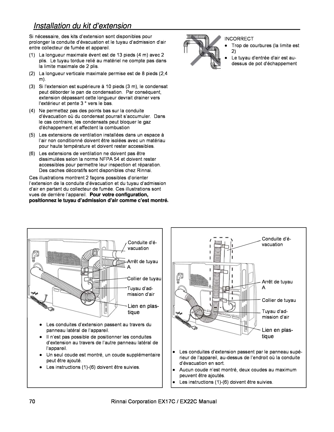 Rinnai EX22C (RHFE-559FTA), EX17C (RHFE-434FTA) installation manual Installation du kit d’extension 