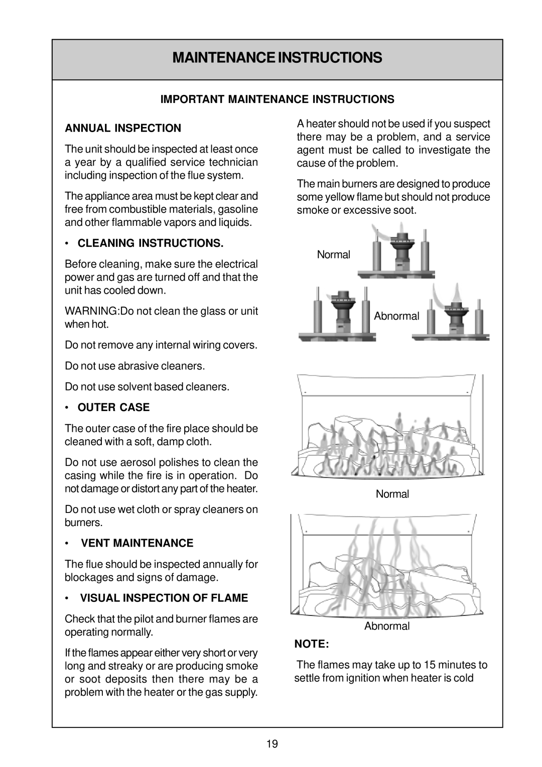 Rinnai IB35ETRN, IB35ETRLC installation manual Maintenance Instructions 