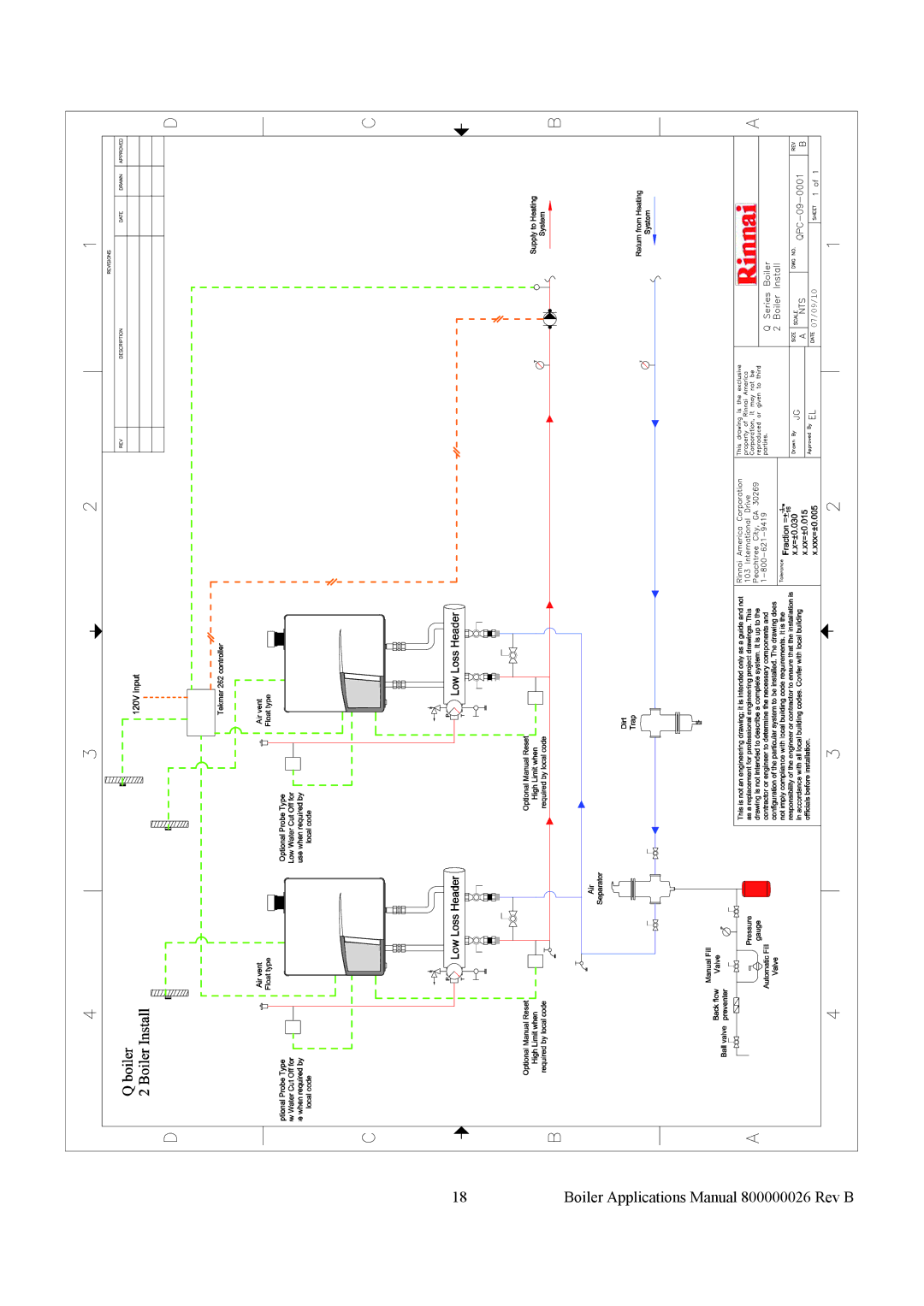 Rinnai QPD-09-0004, QPA-09-0008, QPA-09-0003, QPD-09-0002, QPA-09-0006, QPA-09-0001 Boiler Applications Manual 800000026 Rev B 