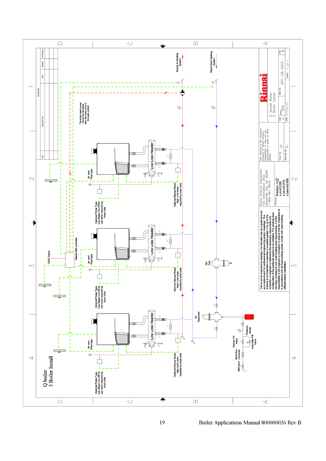 Rinnai QPD-09-0003, QPA-09-0008, QPA-09-0003, QPD-09-0002, QPA-09-0006, QPA-09-0001 Boiler Applications Manual 800000026 Rev B 