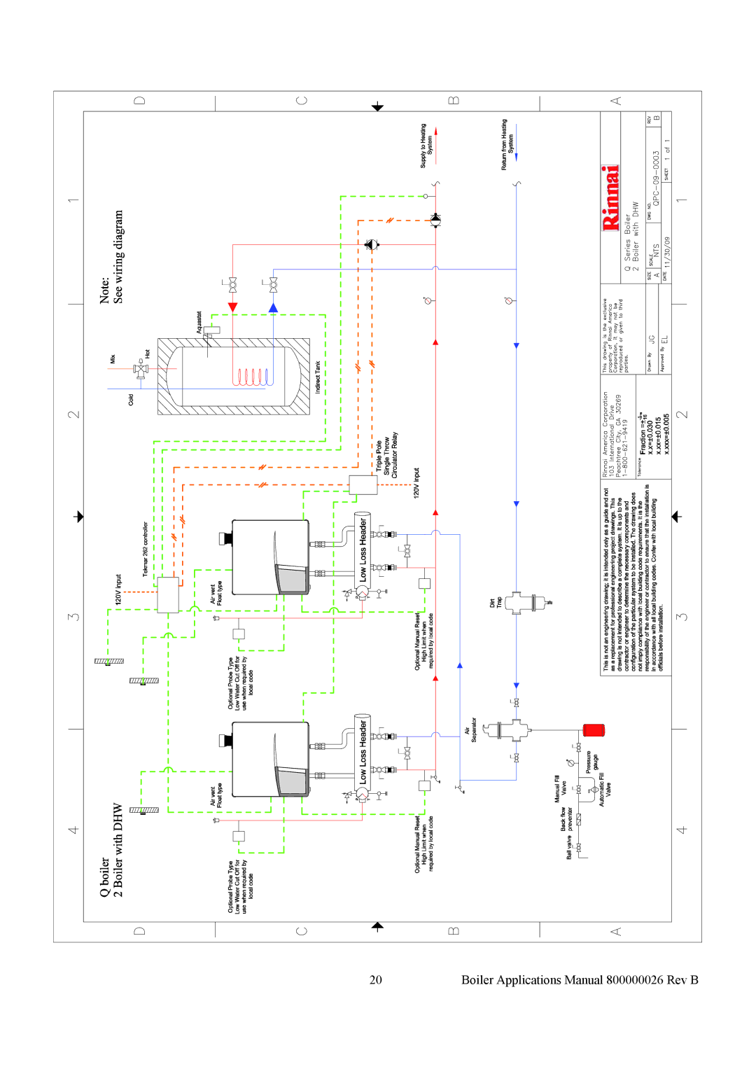 Rinnai QPA-09-0004, QPA-09-0008, QPA-09-0003, QPD-09-0002, QPA-09-0006, QPA-09-0001 Boiler Applications Manual 800000026 Rev B 