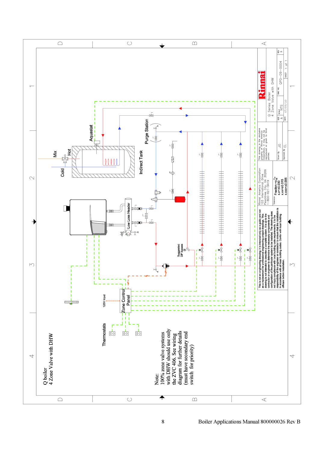 Rinnai QPD-09-0003, QPA-09-0008, QPA-09-0003, QPD-09-0002, QPA-09-0006, QPA-09-0001 Boiler Applications Manual 800000026 Rev B 