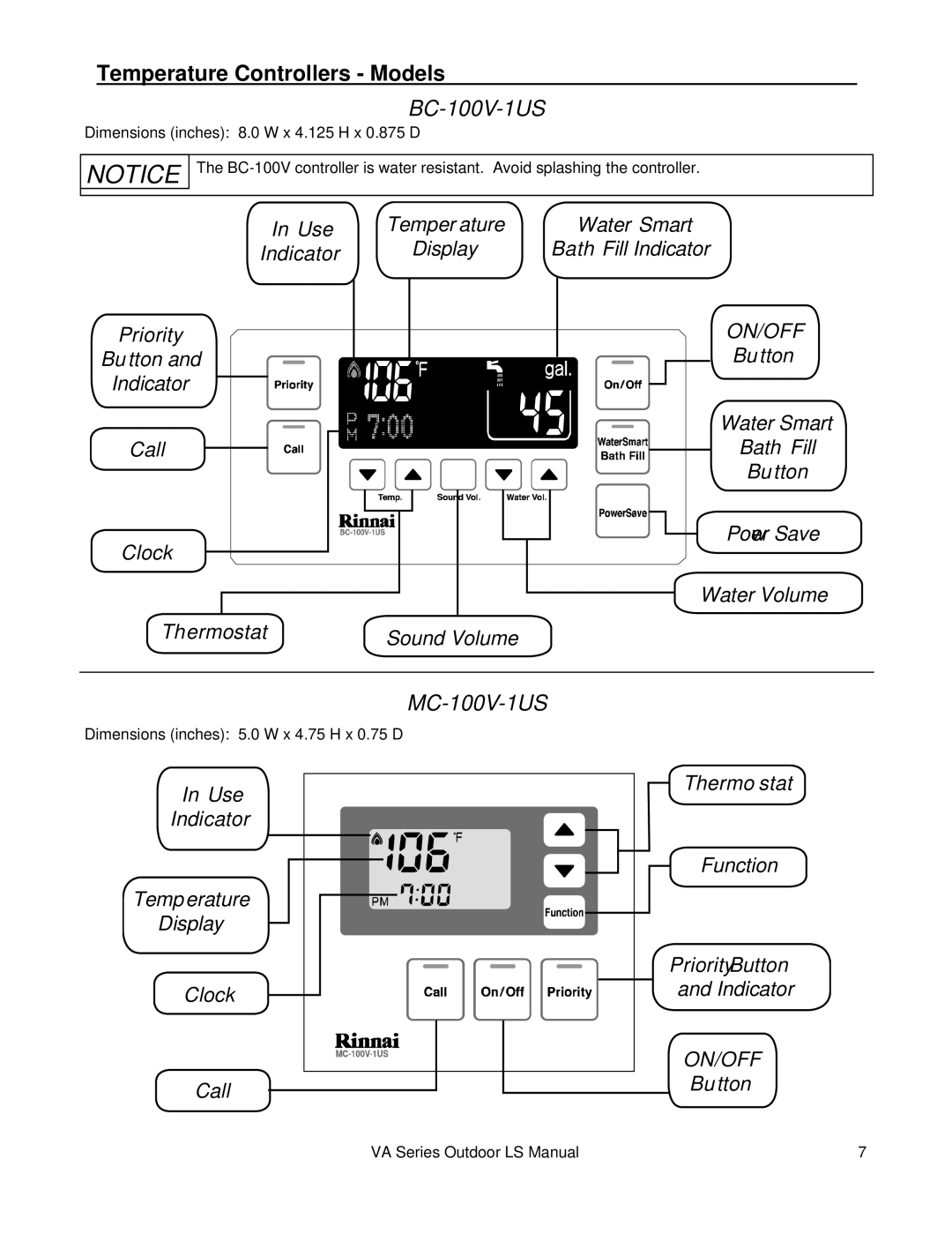 Rinnai R98LSE-ASME installation manual BC-100V-1US 