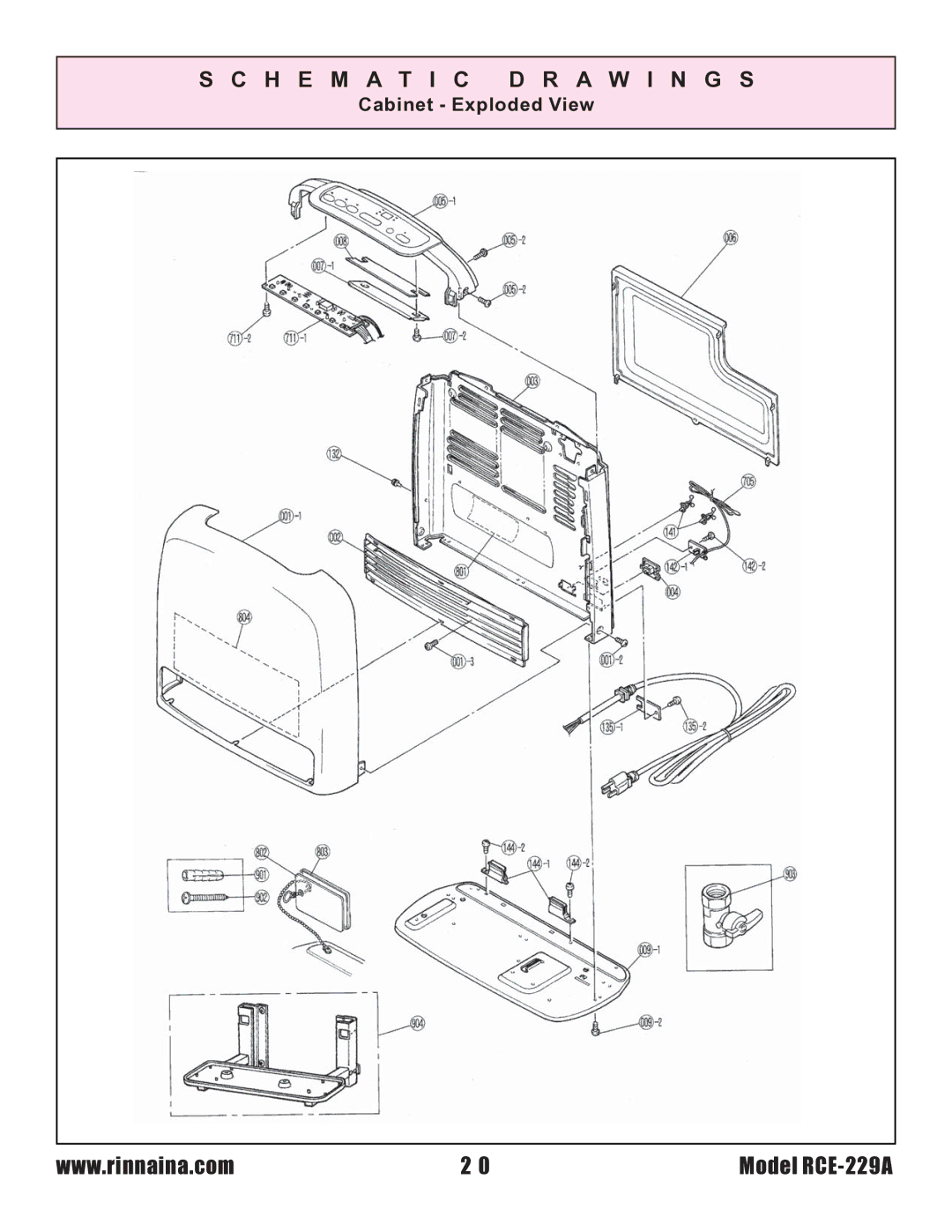 Rinnai RCE-229A installation instructions H E M a T I C D R a W I N G S 